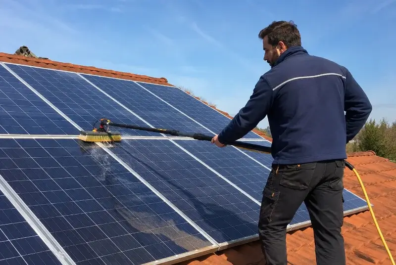 Nettoyage et entretien de panneaux solaires à la Crèche